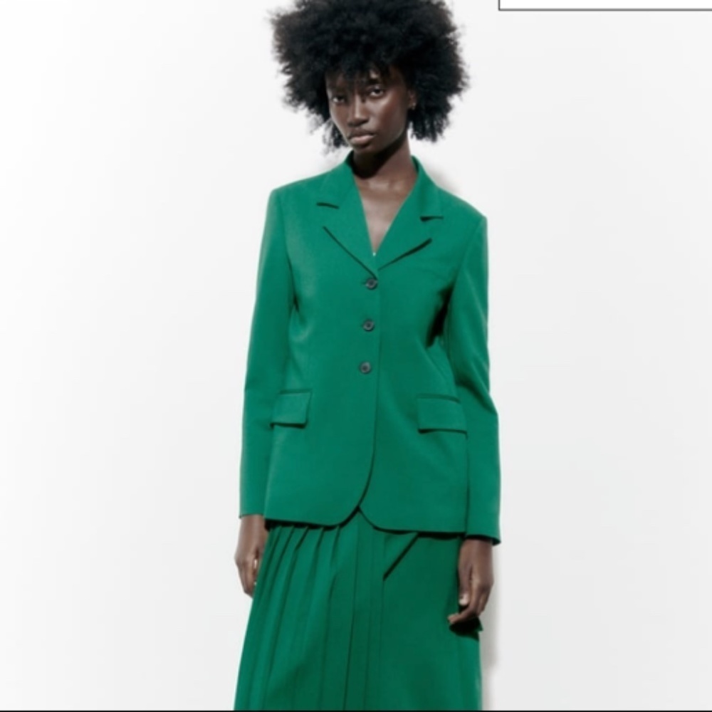 💚 STRAIGHT CUT WOOL BLEND BLAZER - Picture 2 of 6